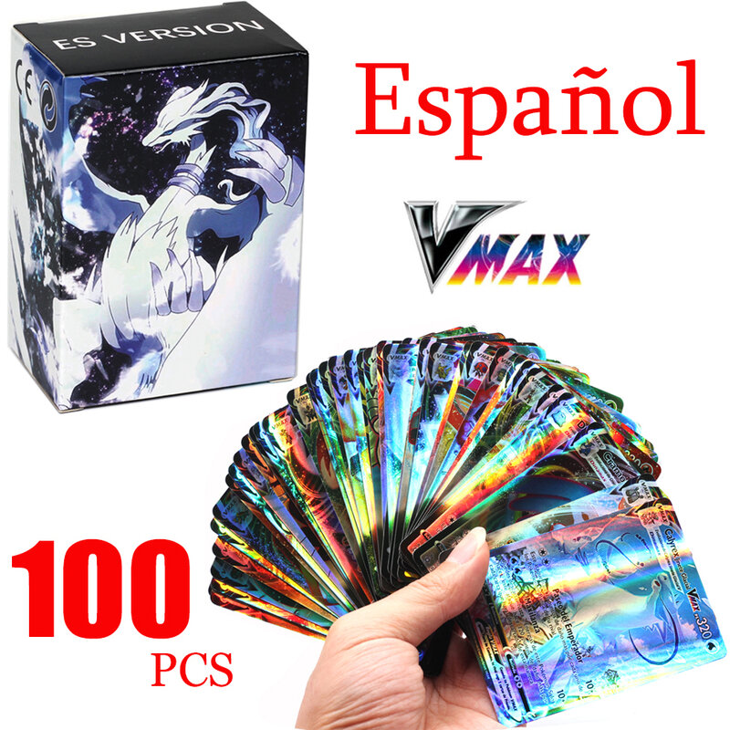 بطاقات البوكيمون الجديدة في فريق العلامة الإسبانية GX VMAX الخامس المدرب الطاقة مشرقة أوراق للعب Castellano Espaol ألعاب أطفال