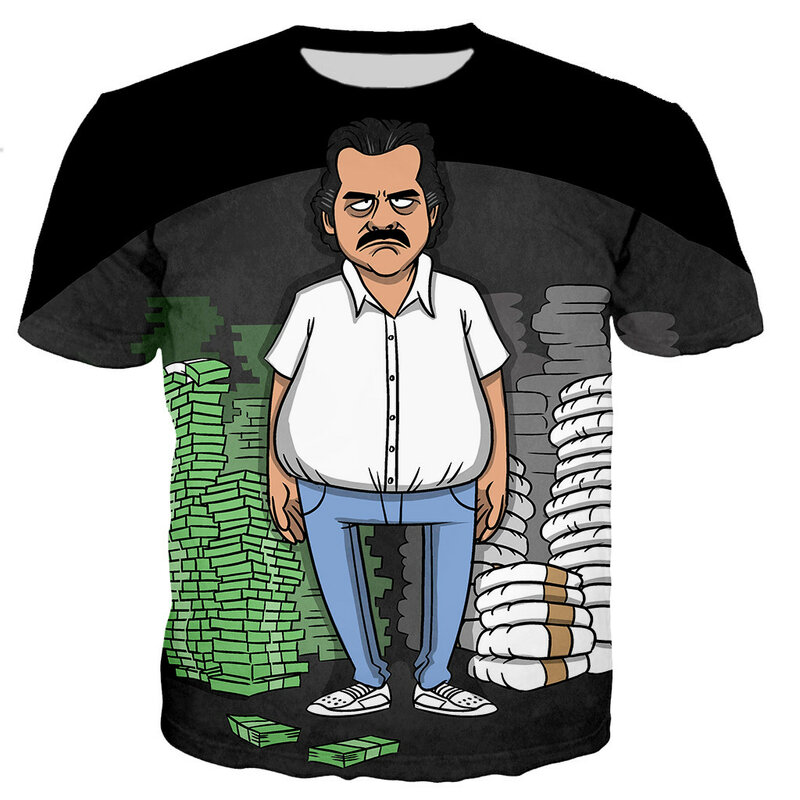 قمصان بنمط غير رسمي من Narcos Pablo Escobar Narcos للرجال/النساء بطباعة ثلاثية الأبعاد رائعة على أحدث طراز ملابس الشارع