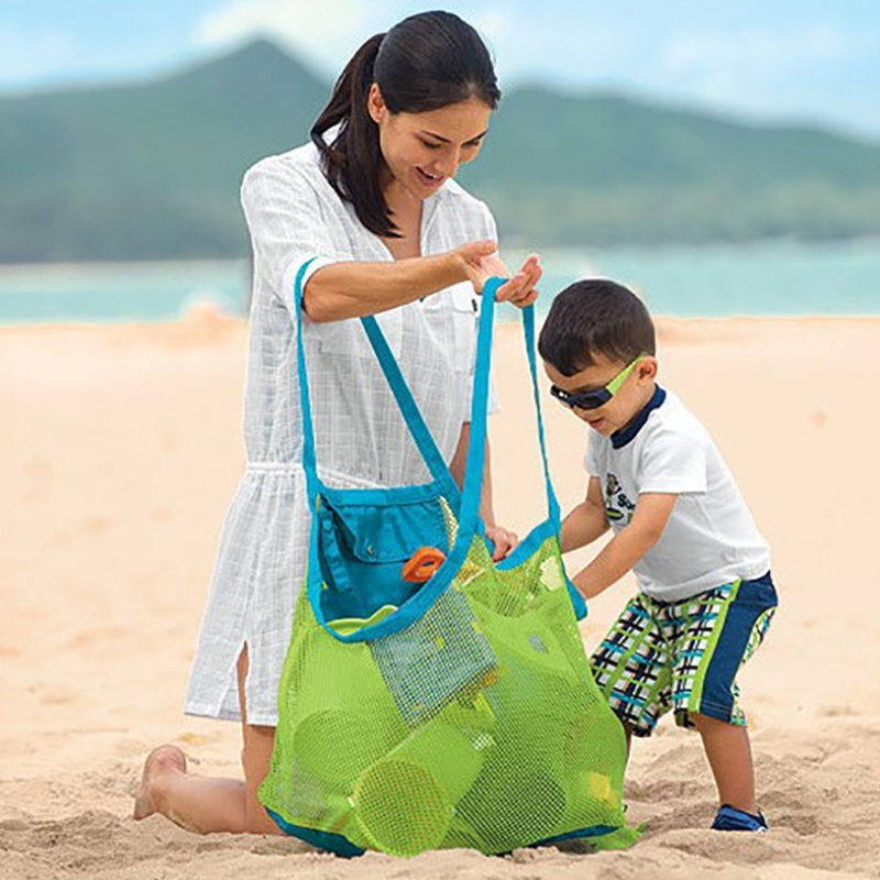 بوبيت الأطفال الرمال بعيدا المحمولة شبكة حقيبة أطفال ألعاب للشاطئ الملابس منشفة حقيبة الطفل لعبة تخزين تململ لعبة أكياس
