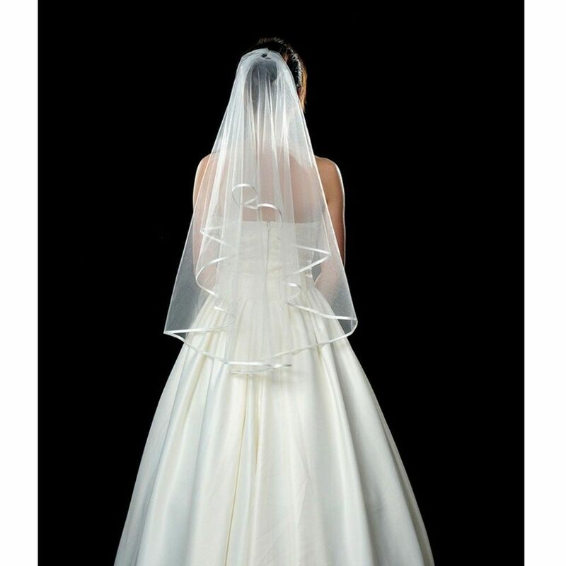 بسيطة وأنيقة الزفاف الحجاب الزفاف تول واحد العاجي طبقات العروس اكسسوارات قصيرة النساء الحجاب