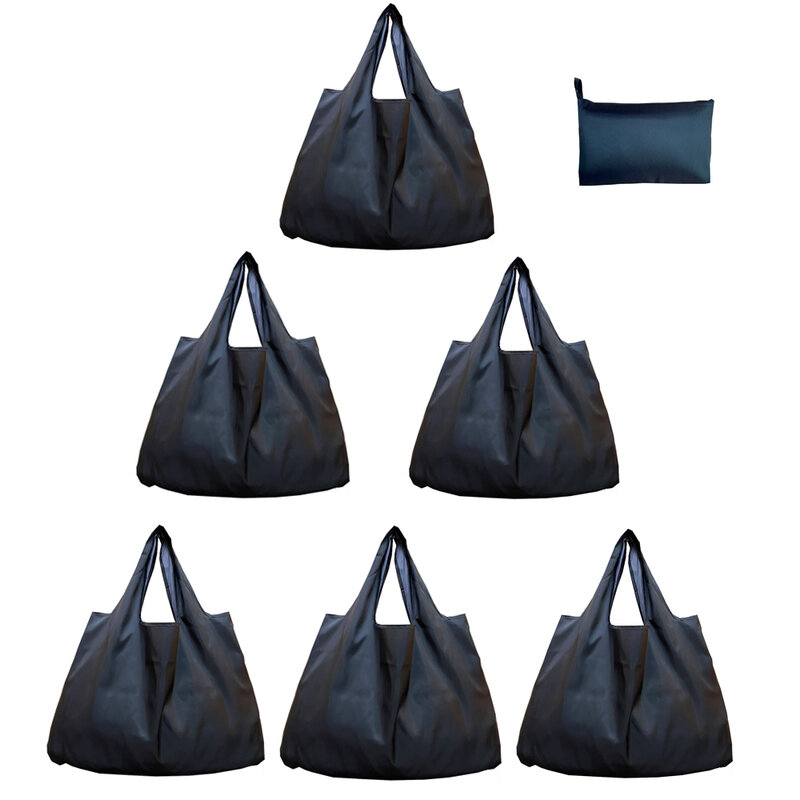 مجموعة من 6 حقائب تسوق البقالة الكبيرة قابلة لإعادة الاستخدام حقائب يد قابلة للطي حقائب كتف XL50 جنيه حقائب أنيقة الألوان الصلبة حمل حقيبة