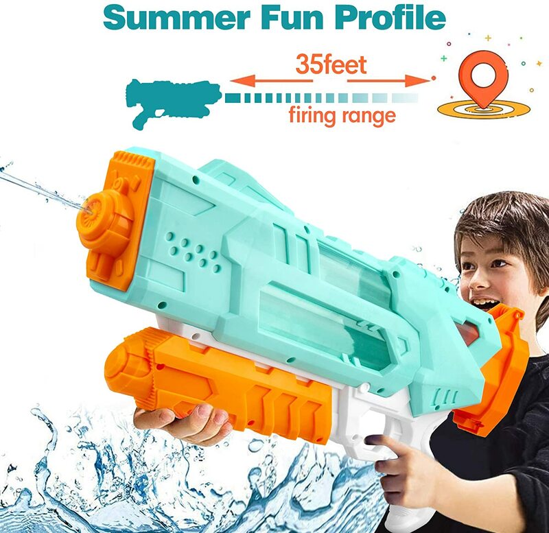 بندقية ماء للأطفال البنادق القرفصاء مع 1400CC قدرة عالية تصل إلى 35 قدم طويلة اطلاق النار المياه المدى الفتيان الفتيات الأطفال