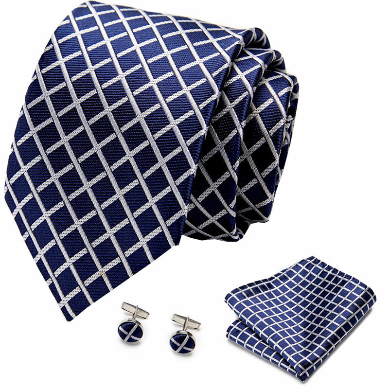 عالية الجودة الأزرق هندسية 100% الحرير الرجال التعادل Vangise 7.5 سنتيمتر المنسوجة الأعمال ربطة العنق مجموعة دروبشيبينغ الرجال هدية
