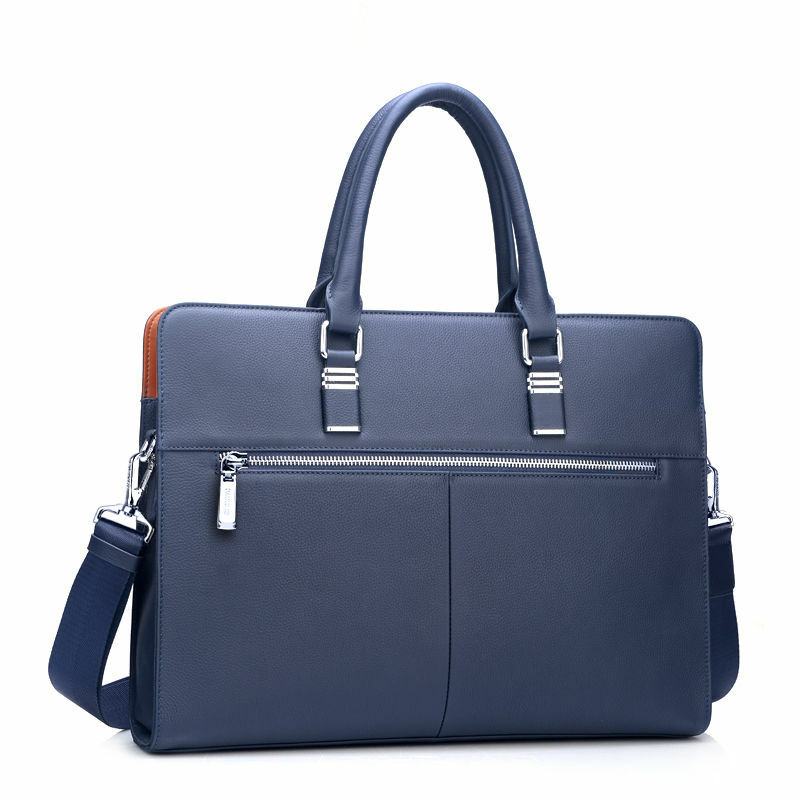 رجال الأعمال حقيبة جلدية حقيقية حقيبة الكمبيوتر ملف حزمة الكتف حقيبة ساعي جودة عالية 14 بوصة حقائب الكمبيوتر المحمول