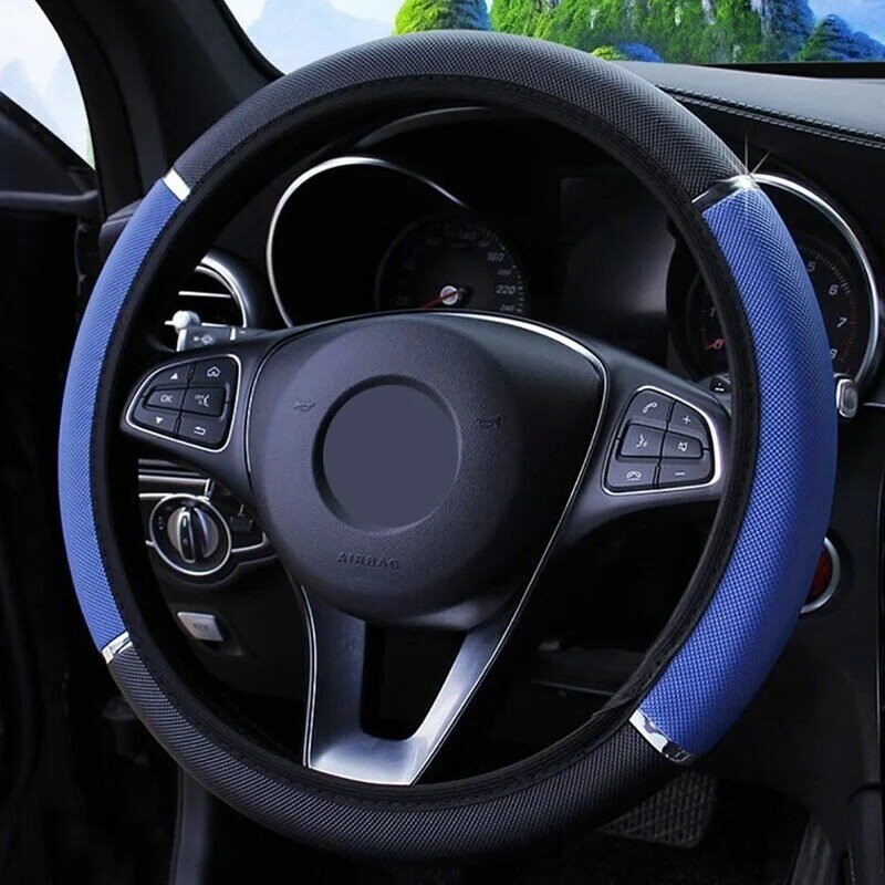 الإبداع الموضة عالية الجودة مقاوم للماء عدم الانزلاق سيارة الديكور بولي Leather الجلود غطاء عجلة القيادة العالمي 37-38 سنتيمتر في القطر