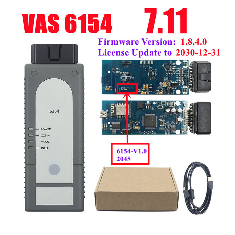 VAS6154 V6.10 V7.11 WiFi VAS 6154 رقاقة كاملة VAG ماسح ضوئي تشخيصي مع متعدد اللغات جودة عالية