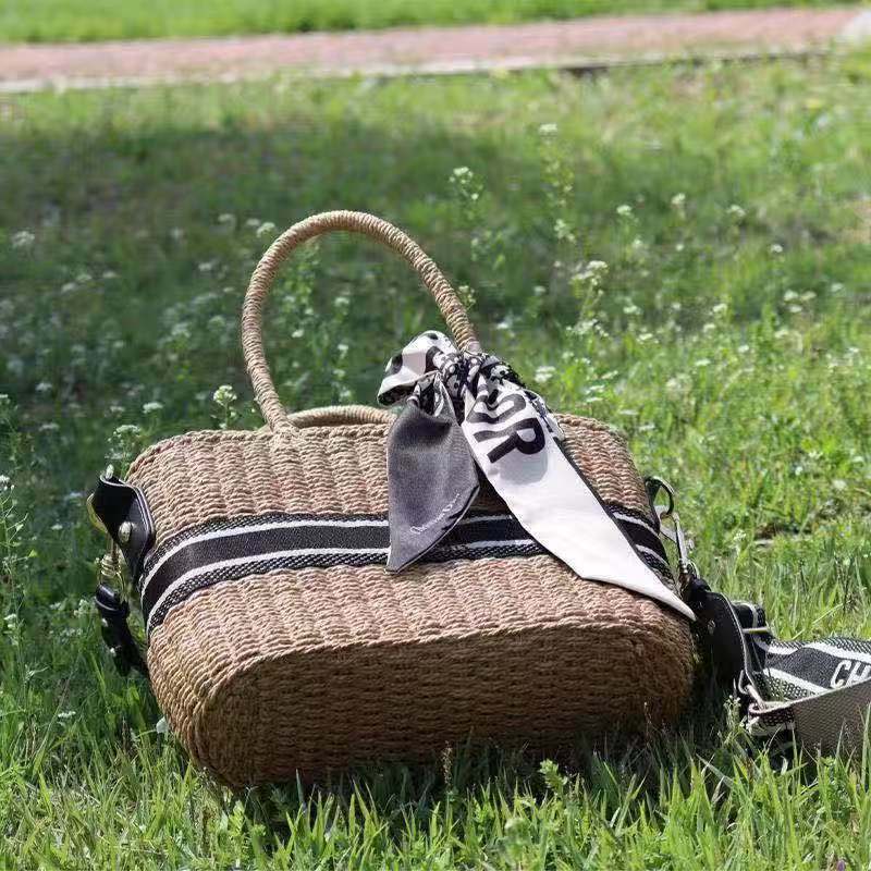 2021 جديد الصيف الروطان الخيزران العشب الشاطئ سلة خضراوات حقيبة يد المرأة سعة كبيرة عبر الجسم حقيبة