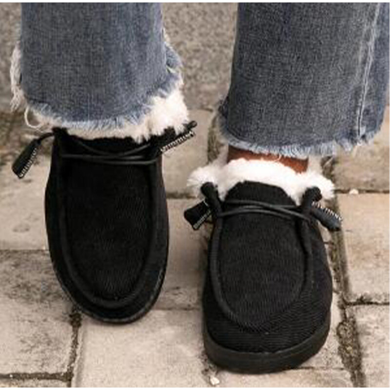 النساء الشتاء الدافئة المتسكعون السيدات قصيرة أفخم الشقق الإناث الصلبة جولة تو حذاء كاجوال مريحة و لينة عالية الجودة الساخن