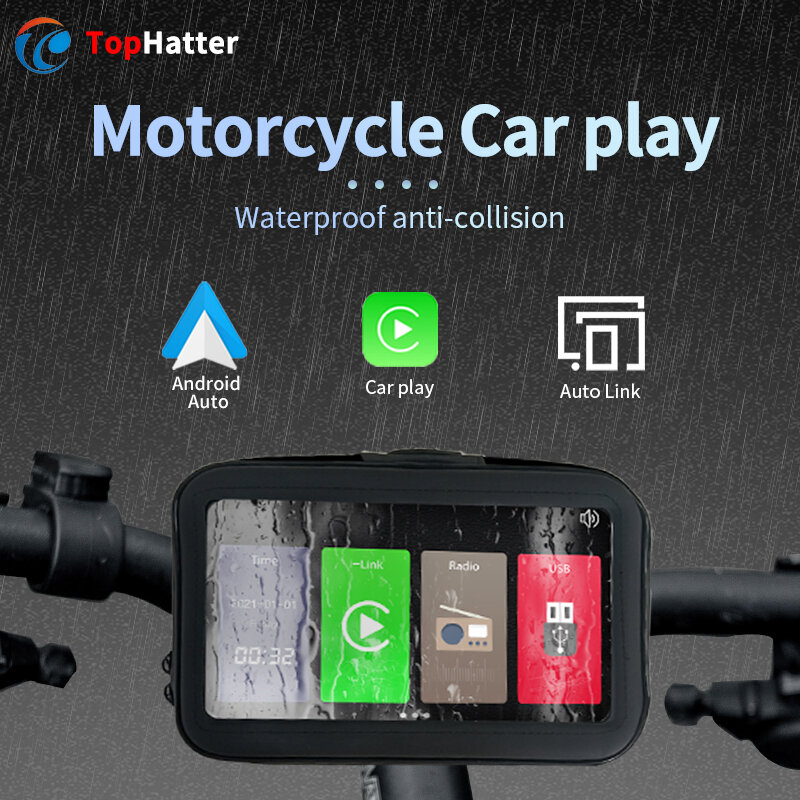 لاسلكي محمول CarPlay أندرويد السيارات دراجة نارية الدراجات AutoLink مقاوم للماء الوسائط المتعددة جوجل نافي HD1080 لينكس لاعب