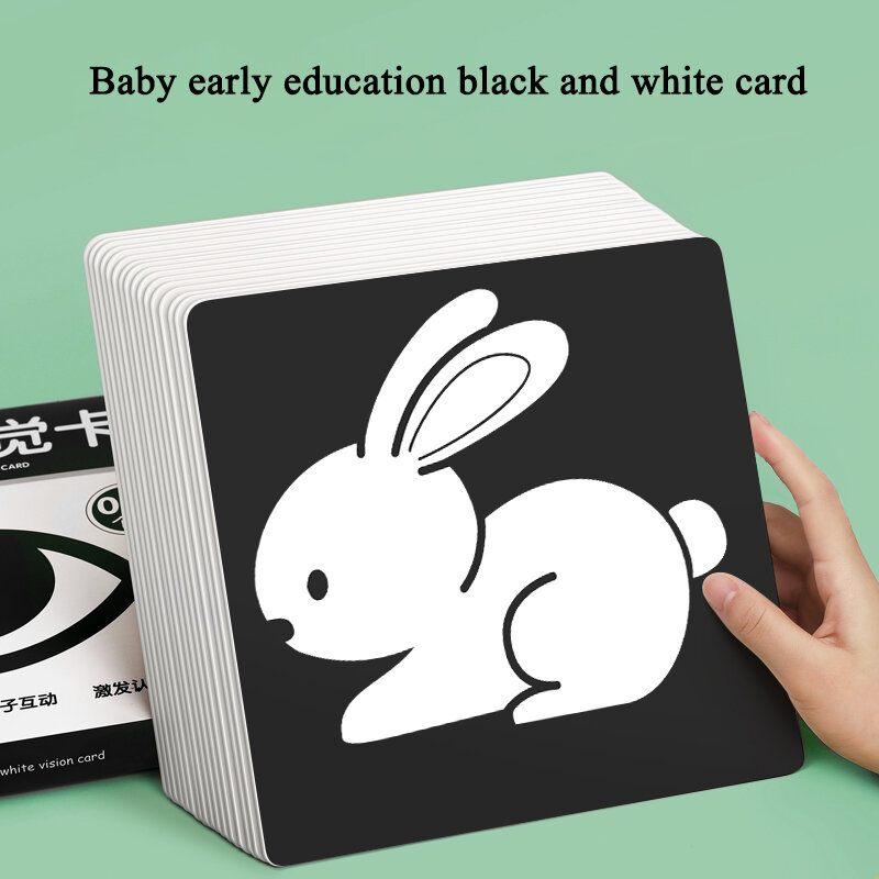بطاقة أبيض وأسود للأطفال حديثي الولادة التعليم المبكر بطاقة التحفيز البصري 0-3 أشهر طفل اللون مطاردة ألعاب تعليمية