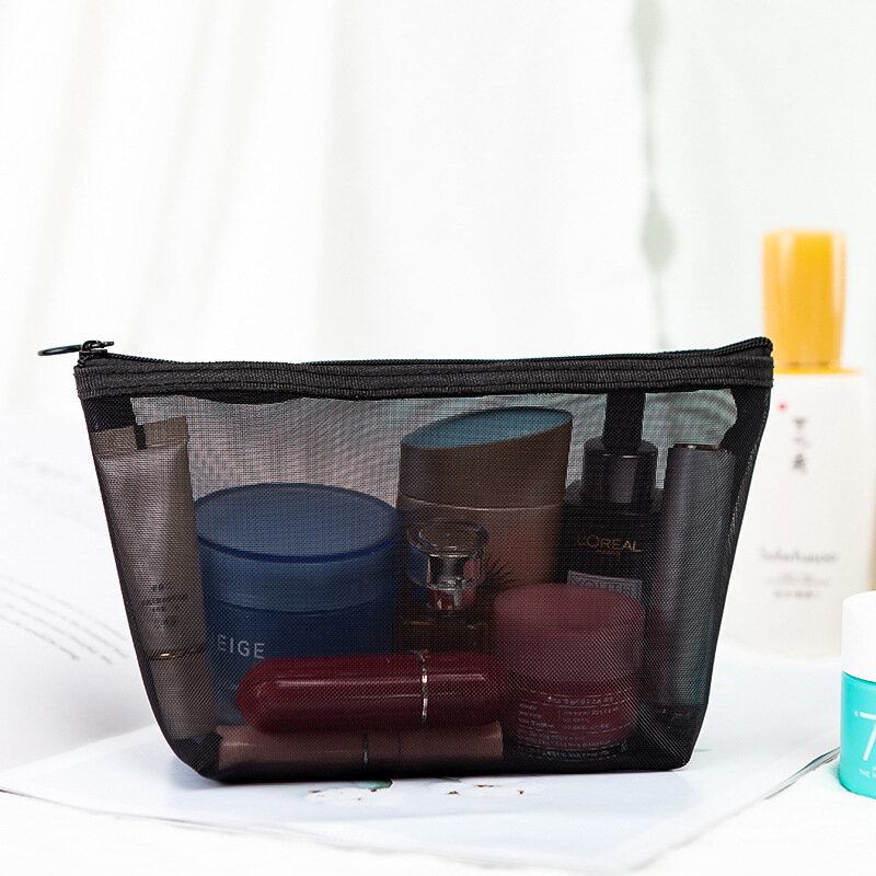 حقيبة أدوات الزينة السوداء الشفافة للرجال والنساء ، منظم السفر ، حقيبة مستحضرات التجميل ، حقيبة الغسيل التجميلية المحمولة