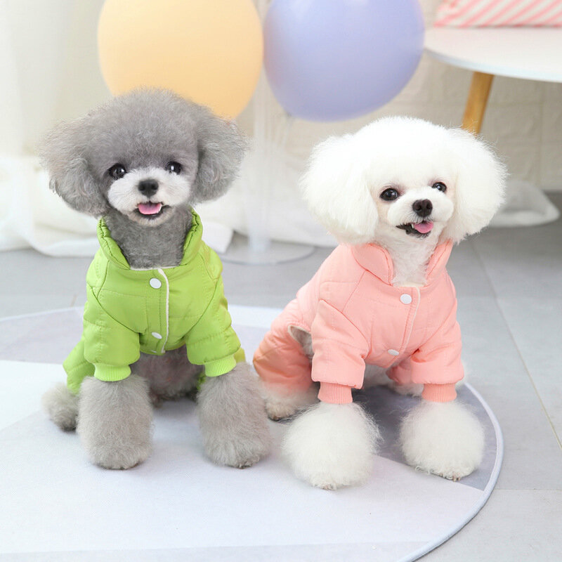 ملابس الخريف والشتاء الكلب مناسبة للكلاب الصغيرة تيدي ملابس الحيوانات الأليفة أربعة أرجل دافئ موضة الكلب سترة