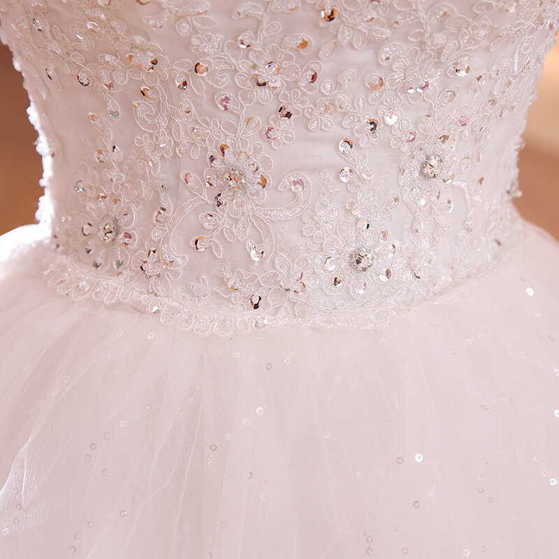 فستان زفاف مزين بالترتر ، نصف كم ، طباعة زهور ، G063 ، رقبة مستديرة ، رسن ، مقاس كبير