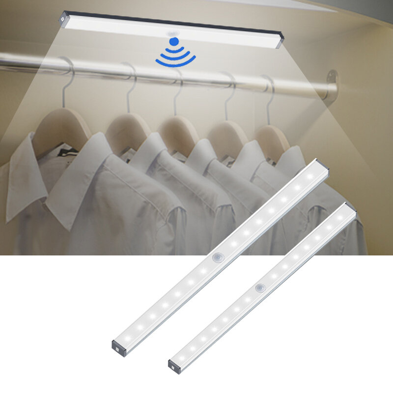 14 20 LED USB شحن إضاءة الخزانة الشريط المغناطيسي مصباح الخزانة مصباح الليل مع محس حركة للمطبخ غرفة نوم المنزل الإضاءة