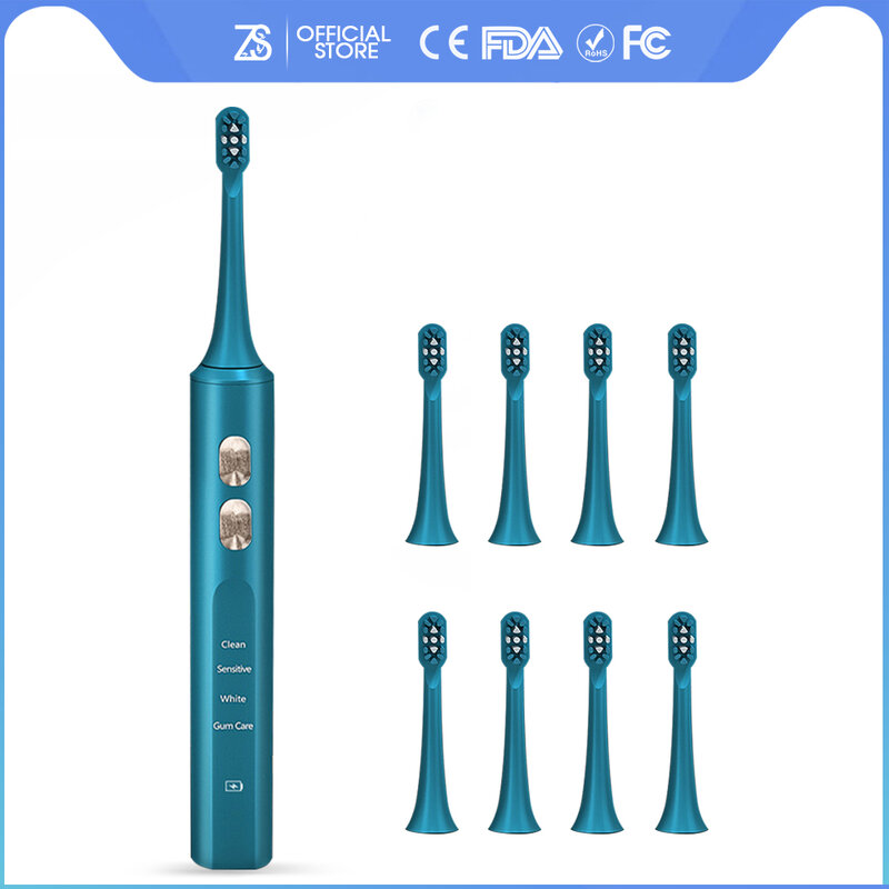 [ZS] 4 وضع لينة استبدال فرش رؤساء IPX7 اللاسلكية التعريفي سريع تهمة فرشاة أسنان كهربائية بالموجات الصوتية قابلة للشحن ل Aldult