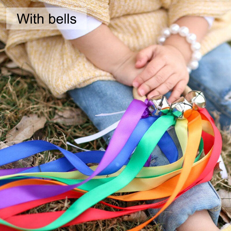 Montessori Style Sensory Toy Child Instruments Bells Baby Ribbon Ring Newborns Upwards Develop Color Recognition Sensory Toy