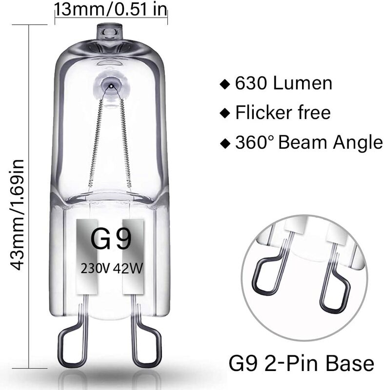 10 قطعة G9 مصباح هالوجين 2800K 220 فولت 25 واط/40 واط/60 واط كبسولة LED المصباح الكهربي إدراج الخرز الكريستال مصباح