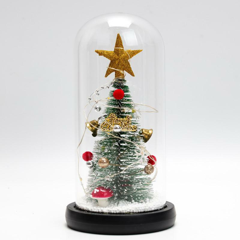 الزهور الاصطناعية شجرة عيد الميلاد الزجاج مصباح ليد للزينة طاولة مكتبية ديكور مهرجان لوازم Gift -40