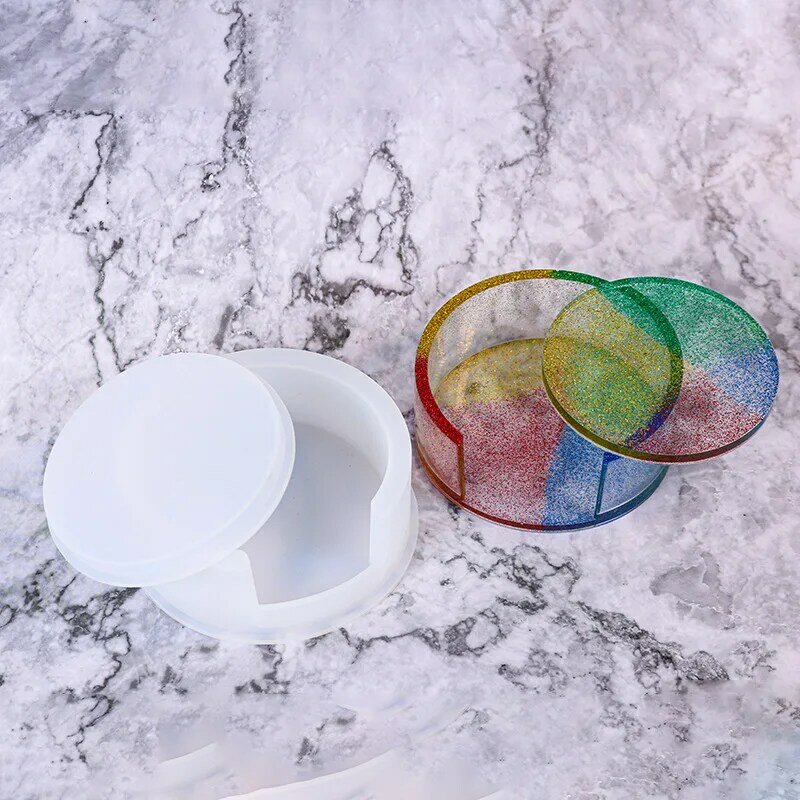 1 Set Creative Coaster Set with Holder Resin Molds Cupmat Silicone Moulds for DIY Epoxy Resin Decoration Gifts
