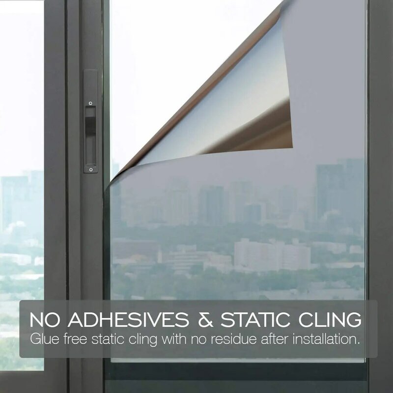 ملصق من الفيلم بلون المرآة لتلوين النوافذفيلم لاصق متعدد الأحجام، ذاتي اللصق باتجاه واحد، مع التحكم بواسطة الحرارة، لحفظ الخصوصية للنوافذ