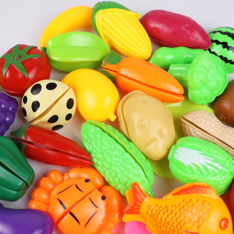 التظاهر اللعب مجموعات الالعاب البلاستيكية الغذاء قطع الفاكهة طعام خضروات التظاهر لعب للأطفال التعليمية هدية
