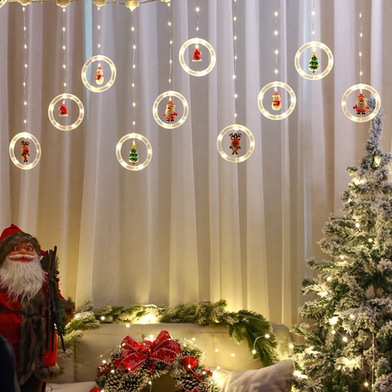 LED عطلة ضوء عيد الميلاد الديكور مصباح غرفة ديكور جارلاند السنة الجديدة ديكور سلسلة أضواء سانتا كلوز اكسسوارات الديكور