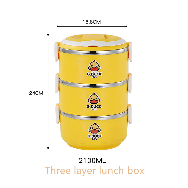 صندوق غداء فولاذ سميك عالي الجودة 304 غير قابل للصدأ ، صندوق غداء محمول معزول حراري ، حاوية تخزين طعام ، 1-3 طبقات