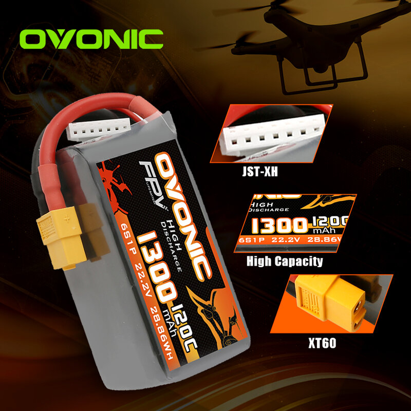 Ovonic-بطارية ليبو 120C 6S 1300 مللي أمبير 22.2 فولت مع قابس XT60 لسباق FPV