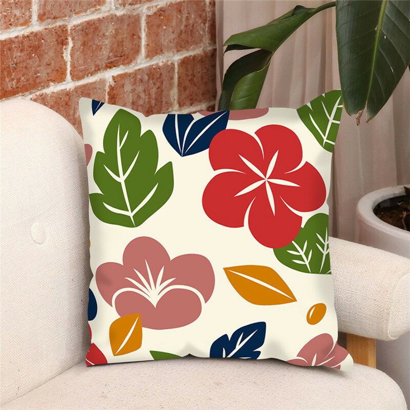 Fuwatacchi-غطاء وسادة بأوراق الشجر والزهور ، غطاء وسادة مزخرف للمنزل أو الأريكة ، 45x45 سنتيمتر ، جديد