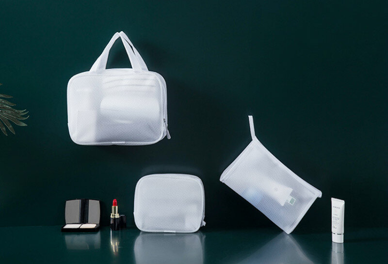 حقيبة مستحضرات تجميل بسيطة ذات سعة كبيرة ، حقيبة غسيل شفافة Eva ، مقاومة للماء ، للمكياج ، متعددة الوظائف ، محمولة ، للسفر