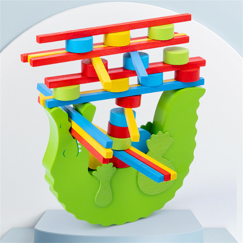 غريب على شكل تمساح بناء لعبة المكعبات تحفيز الخيال خشبية يشعر بالراحة لعب للتعلم للأطفال التعلم