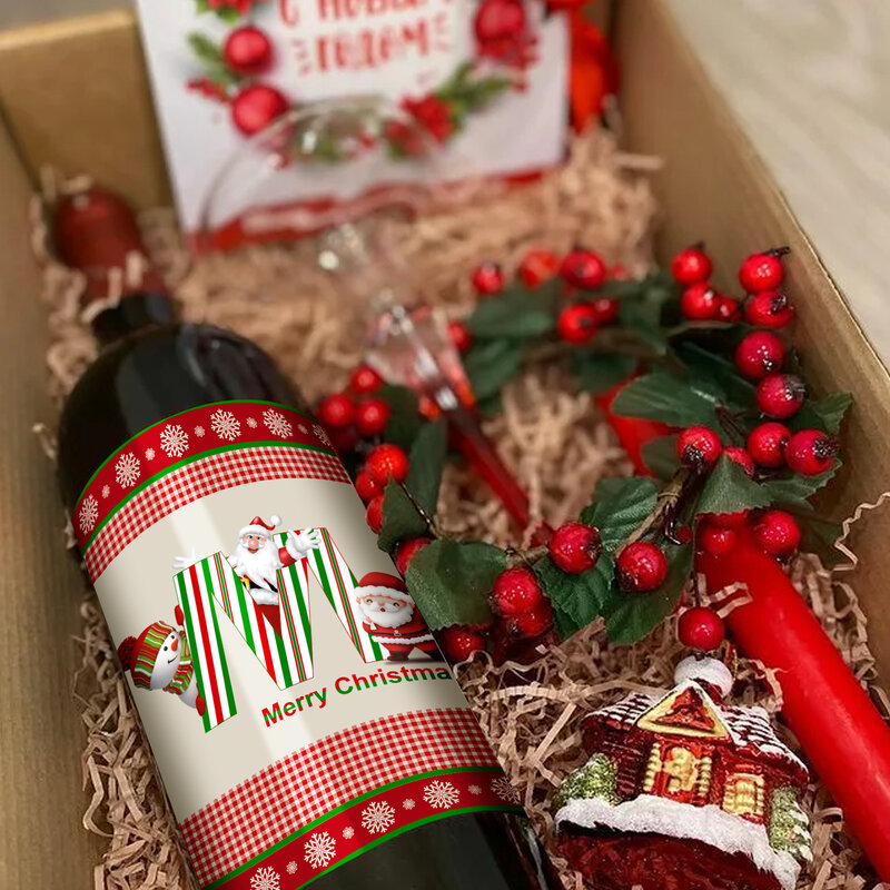 زجاجة شراب عيد الميلاد ملصقا متعددة الأغراض مقاوم للماء ذاتية اللصق ملصقا الإبداعية عيد الميلاد زجاجة النبيذ ملصقات ديكور