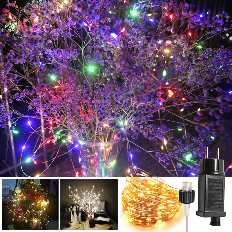 LED سلسلة أضواء عيد الميلاد أضواء الديكور للمنزل في الهواء الطلق مقاوم للماء حديقة عطلة الإضاءة جارلاند Led الأسلاك النحاسية ديكور