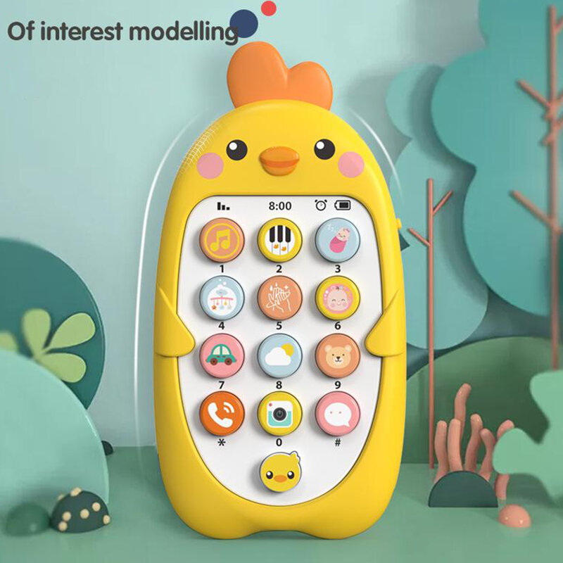 لعبة الهاتف الخلوي للأطفال ، آلة الصوت والموسيقى للأطفال الصغار ، لعبة تعليمية على شكل فرخ كرتوني