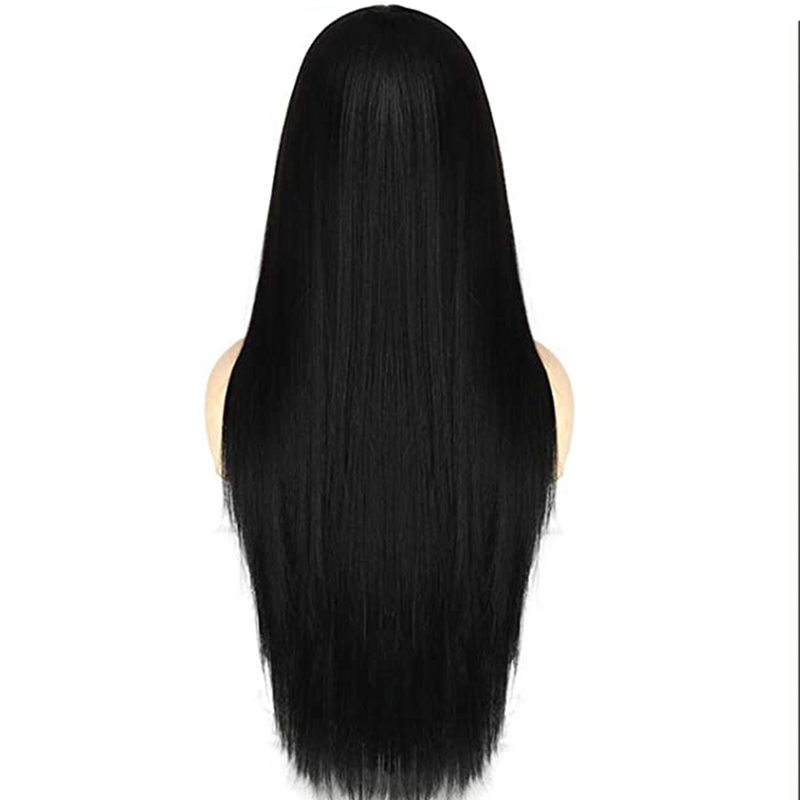 أسود أنثى طويل باروكة شعر مستقيمة شعر مستعار اصطناعي مناسب للتجمعات اليومية مظهر طبيعي شعر مستعار مقاوم للحرارة