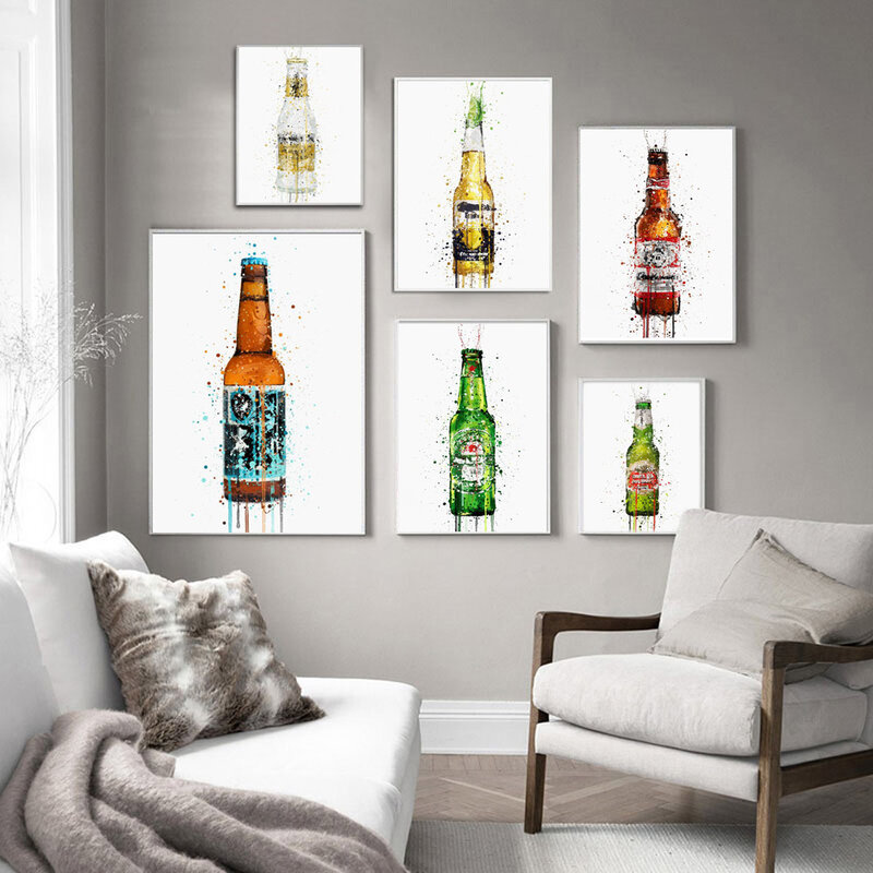 الشمال الموضة الفن قماش اللوحة مجردة زجاجة بيرة اللون المشارك بار غرفة المعيشة الممر المنزل الديكور جدارية