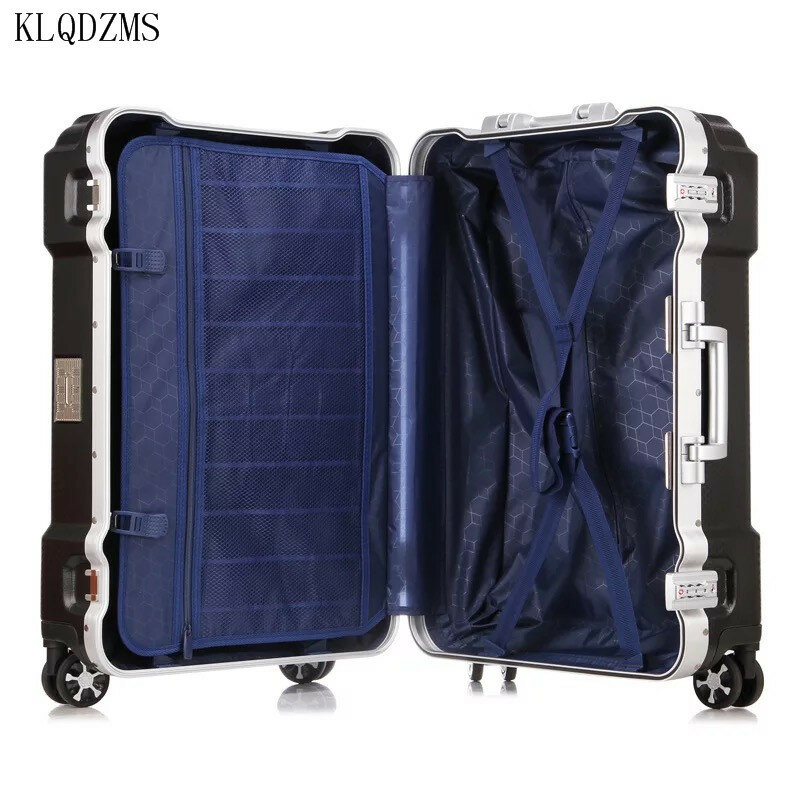 KLQDZMS-حقيبة سفر مع عجلات للرجال والنساء ، حقيبة كمبيوتر ، 20 و 24 و 29 بوصة ، مع حامل زجاجة محمول ، ABS