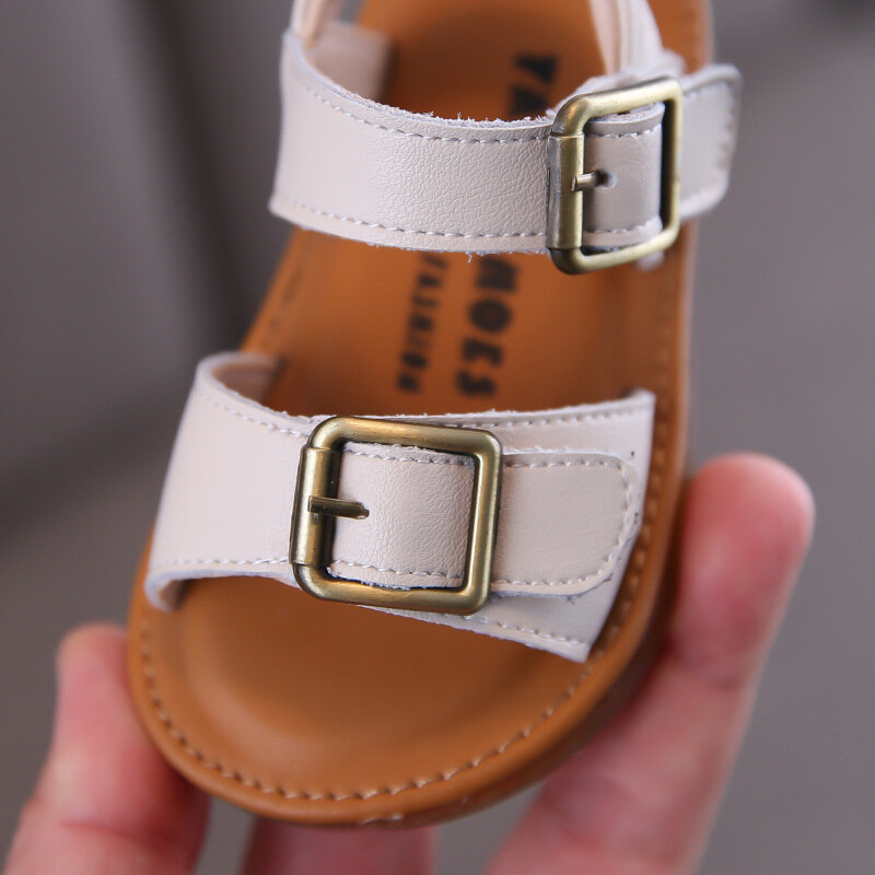 DIMI 2021 جديد الصيف حذاء طفل جلد طبيعي الرضع طفل الصنادل لينة مريحة عدم الانزلاق أسود أبيض T2173 #5