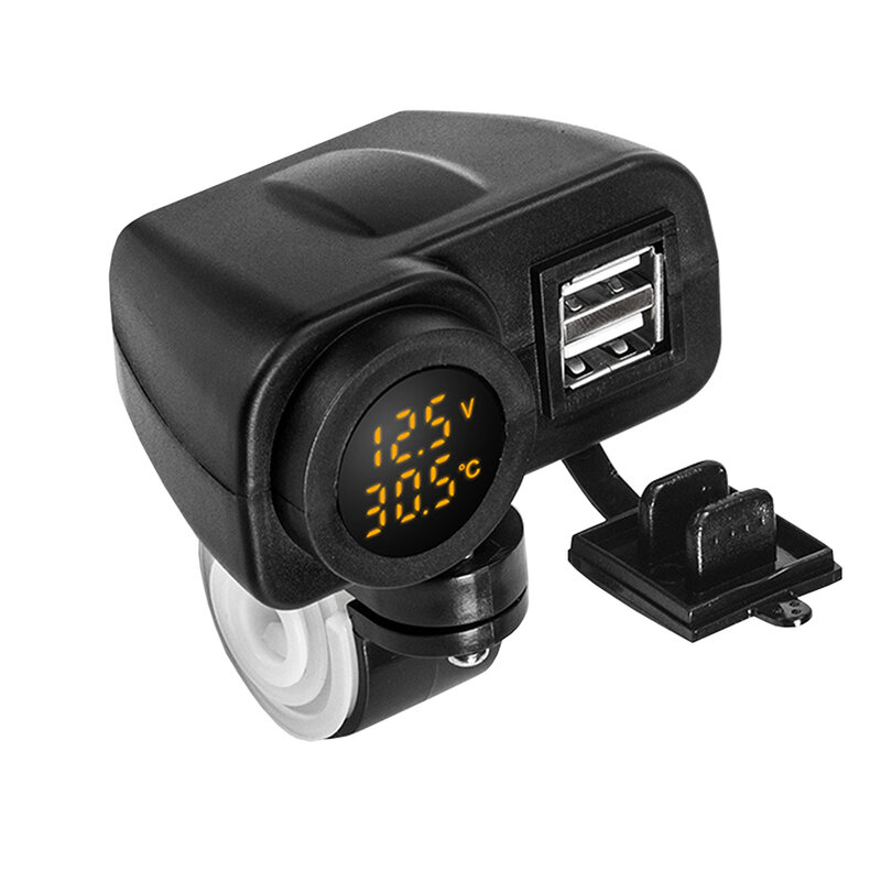 اكسسوارات شاشة ديجيتال دراجة نارية شاحن USB مزدوج الفولتميتر ميزان الحرارة ل هاتف محمول