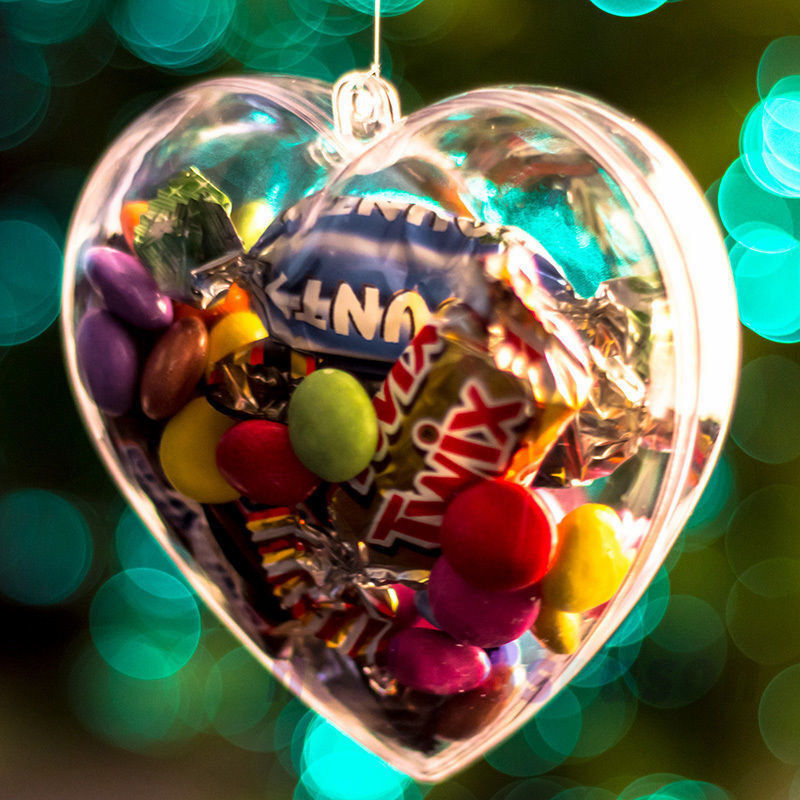 كرات بلاستيكية شفافة لتزيين عيد الميلاد ، 30 قطعة ، زخرفة عيد الميلاد ، شكل قلب ، شجرة رومانسية ، نافذة