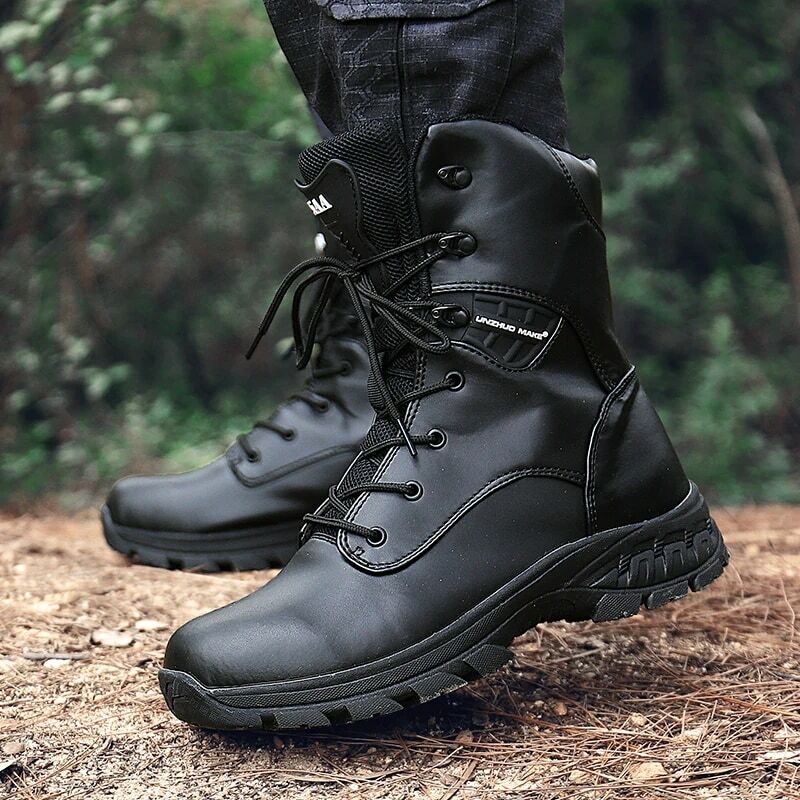 الشتاء الرجال الأحذية العسكرية في الهواء الطلق المشي أحذية عمل واقية جلدية التكتيكية الصحراء القتالية و حذاء من الجلد أحذية جيش الثلج رجل