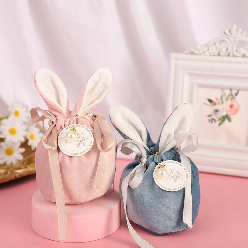 هدية صندوق أرنب عيد الفصح أكياس لطيف الأرنب هدية التعبئة المخملية عيد الحب الشوكولاته أكياس الحلوى حفل زفاف عيد ميلاد