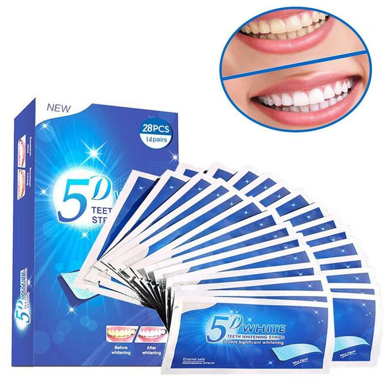7 زوج ، 14 قطعة 5D شرائط تبييض الأسنان العناية بصحة الفم مزدوجة مرنة شرائط تبييض الأسنان أدوات تبييض الأسنان