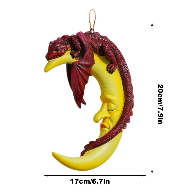 New Decoration The Sleepy Dragon On Crescent Man In The Moon Decoration Accessories Hanging Figurine Ornaments Home Decor 2021