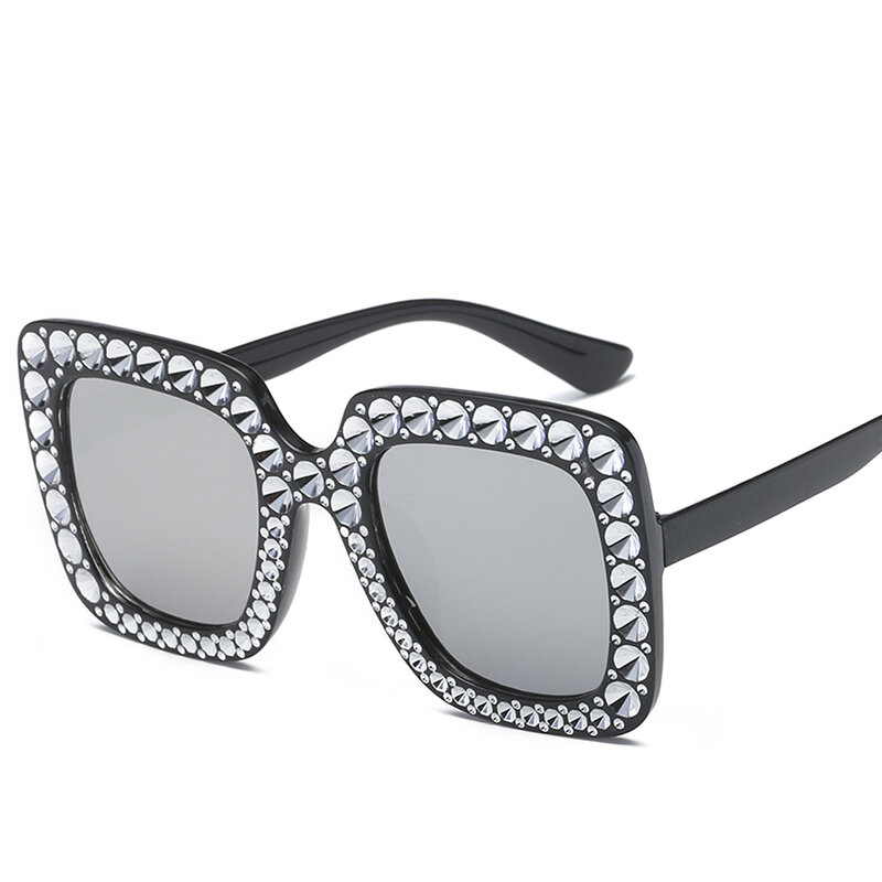 الفاخرة مربع النظارات الشمسية النساء إيطاليا العلامة التجارية مصمم الماس نظارات شمسية السيدات خمر المتضخم ظلال نظارات حملق الإناث