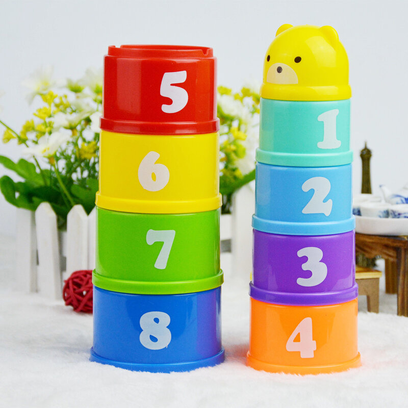 9 قطعة التراص كأس لعب الطفل كوب بلاستك مع أرقام الحروف تعلم النشاط التعشيش كأس لعبة ملونة لعبة للأطفال طفل
