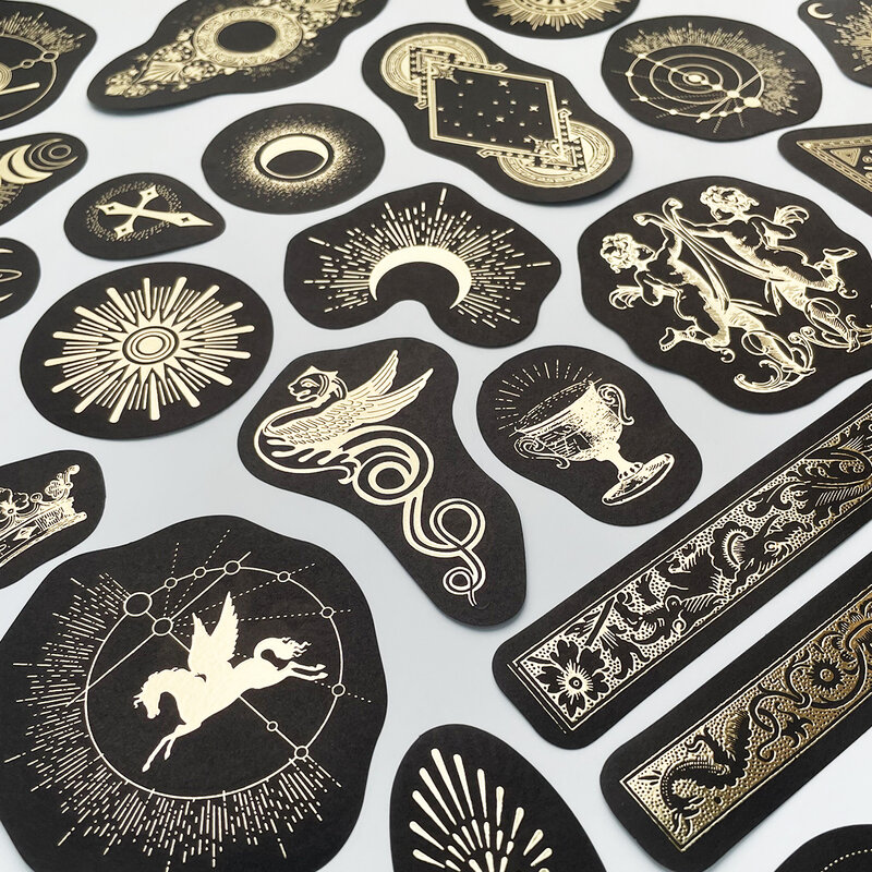 40 قطعة مجلة البرنز ملصقا الإبداعية كوكبة نمط القرطاسية الزخرفية طالب اليومية مادة Collage ملصقا Kawaii