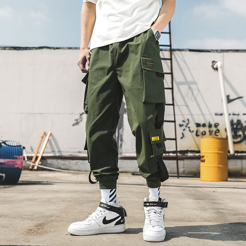 الرجال الهيب هوب السراويل ، متعددة جيب الحريم مع الشريط ، السراويل الشارع عادية ، سلسلة جديدة 2020 ، s-5xl
