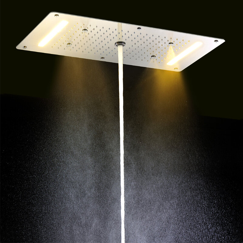 الحديثة سقف LED دش مجموعة فاخرة شلال المطر دش 380x700 مللي متر ثرموستاتي الحنفيات خلاط تدليك الجسم Jet