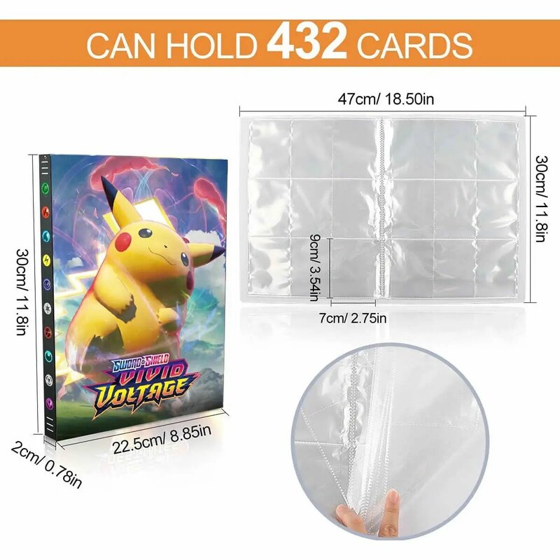 بوكيمون 432 بطاقة كتاب البوم أنيمي خريطة لعبة بوكيمون بطاقات الكرتون 9 جيب جمع حامل الموثق مجلد أعلى اللعب هدية للطفل